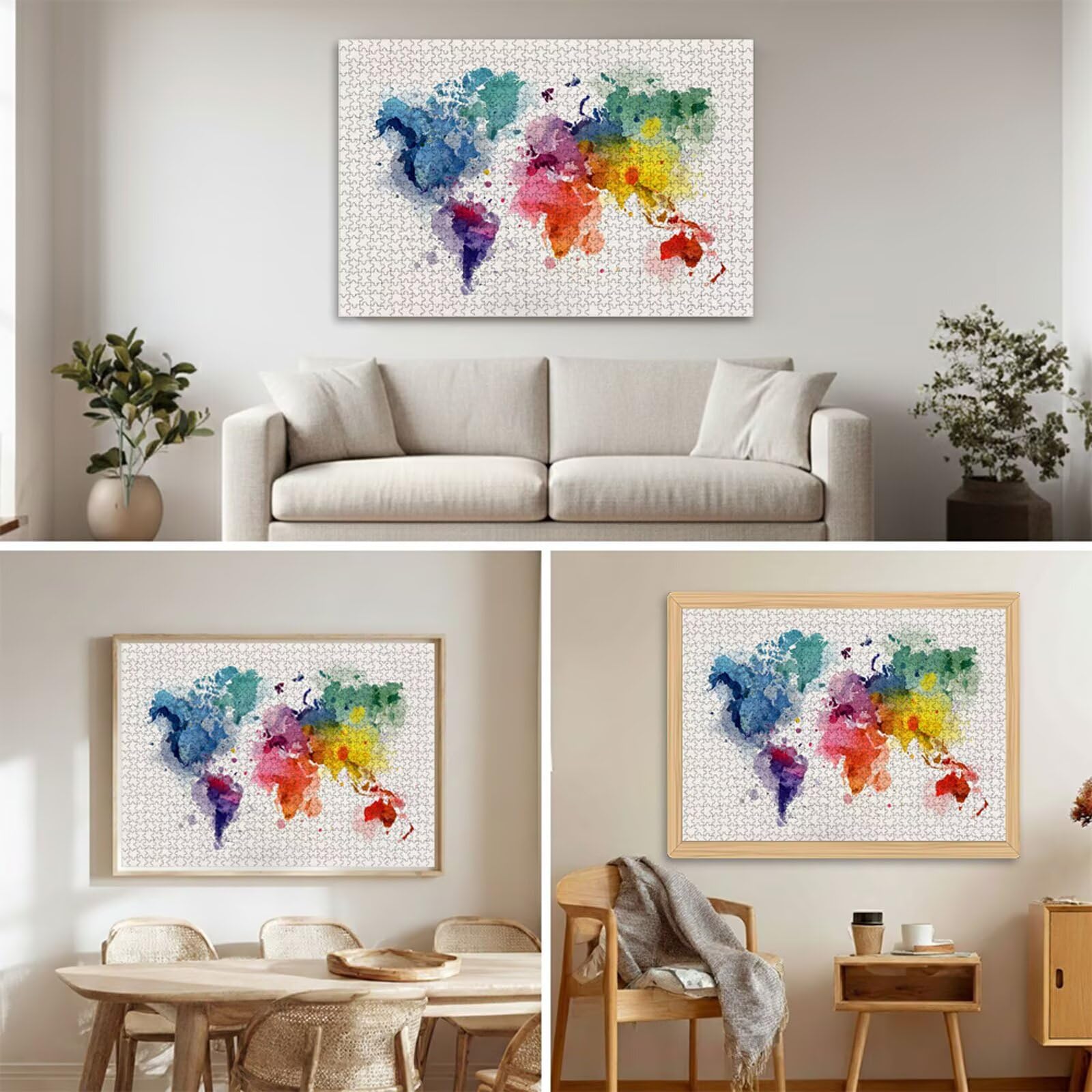 Puzzle 2000 elementów - Kolor i mapa świata - Trwałe drewniane puzzle z literami na odwrocie - 70 x 100 cm - Kreatywne hobby bez kurzu - Artykuł kolekcjonerski i ponad 14 lat P3#388
