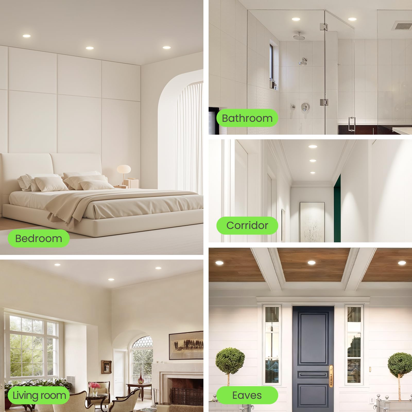 ALUSSO LIGHTING Downlight LED Techo Empotrable Regulable, 7W, Blanco Cálido 3000K/Blanco Neutro 4000K/Blanco Frío 6500K, Foco LED Empotrable 29 mm, Foco Para Baño IP44, Blanco, Juego de 12