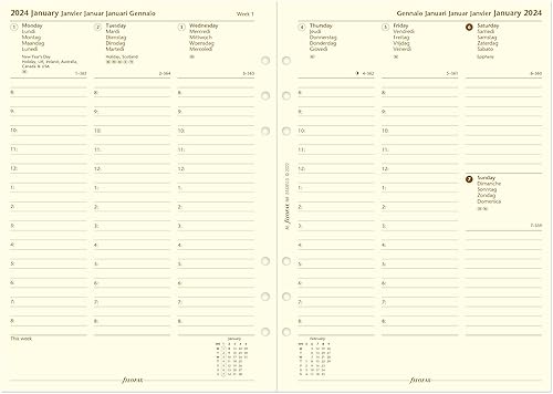 Miniatura 4 de Filofax Malden - Organizador tamaño A5, negro, táctil, piel de búfalo de grano completo, seis anillos, con calendario semanal de algodón, color