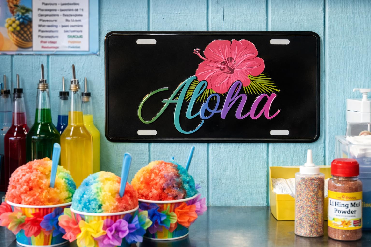 Aloha装飾プレート 青緑色　Hawaii レジン Amazon.com: Aloha Designs - Aloha Hawaii Hibiscus License Plate