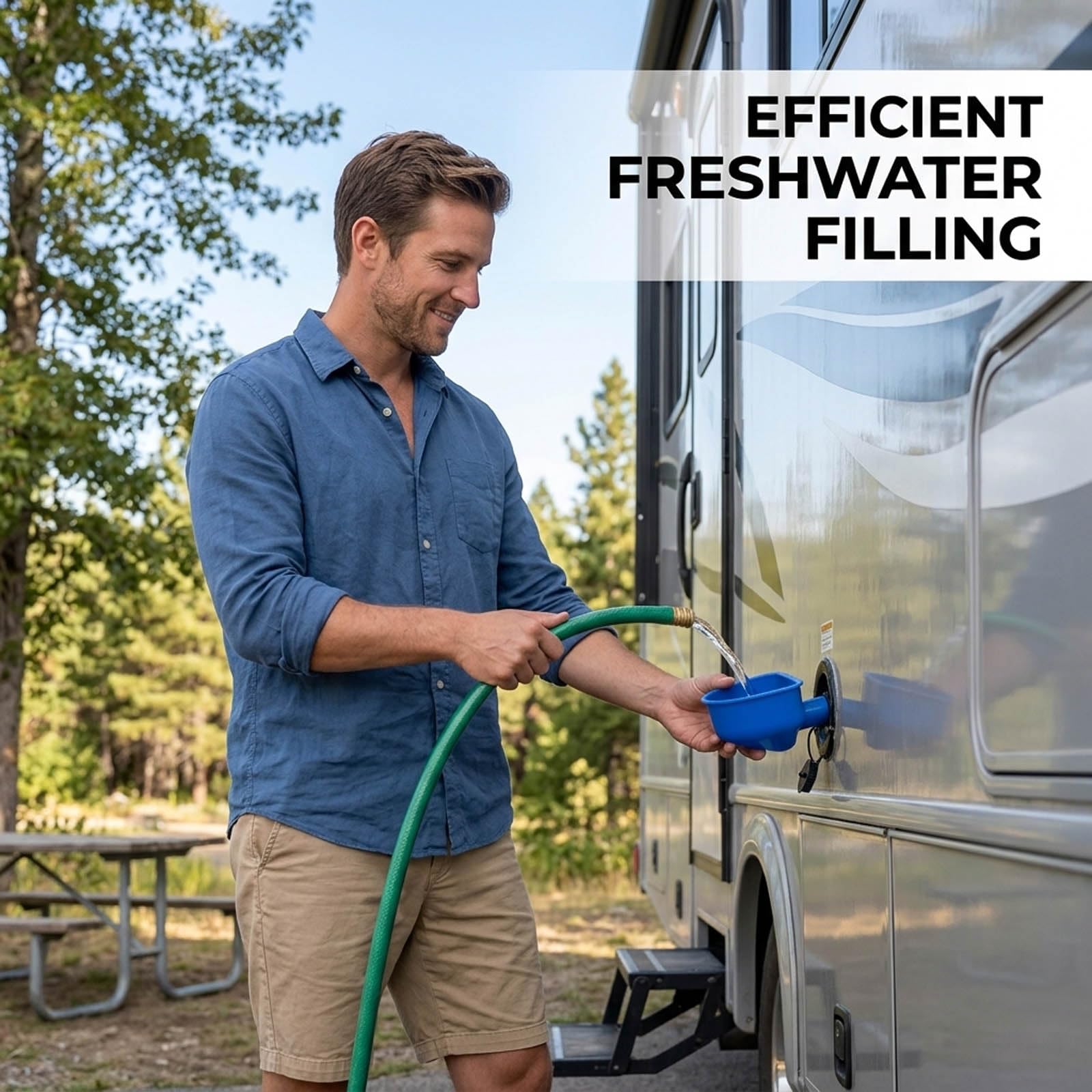 RV Motorhome Water Filler Funnel – Wide Mouth Car Funnel with Spill-Proof Design, Long Funnel for Water Tank & Oil Changes – Essential RV Accessories — view 4