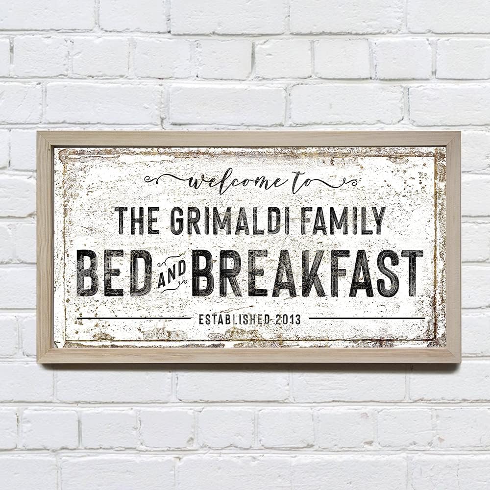 Personalized Bedroom Sign,Bed Breakfast Family Sign Wall Farmhouse Sign for Guest Bedroom,Entryway Welcome Home Sign Wood sign Framed wood home idea,Multi