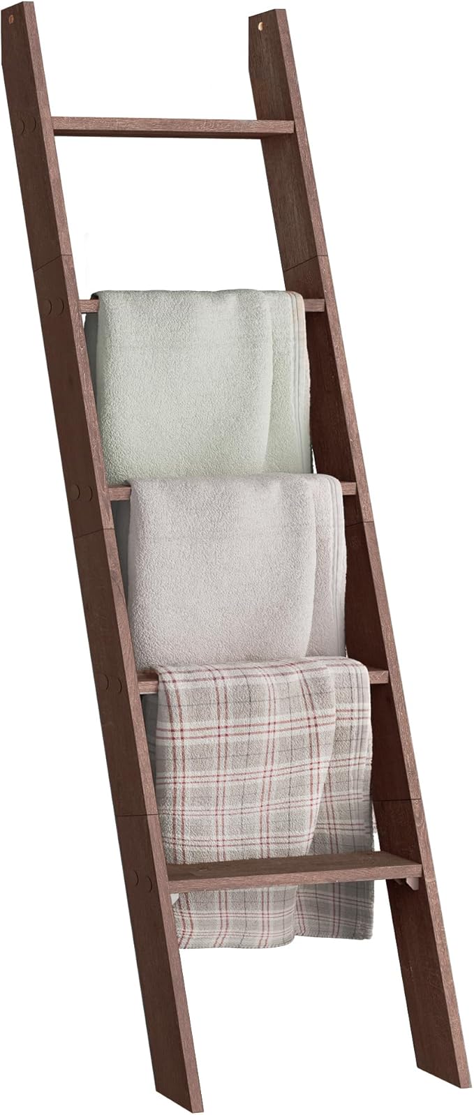 VASAGLE Blanket Ladder Decorative Farmhouse for The Living Room, Maroon Brown
