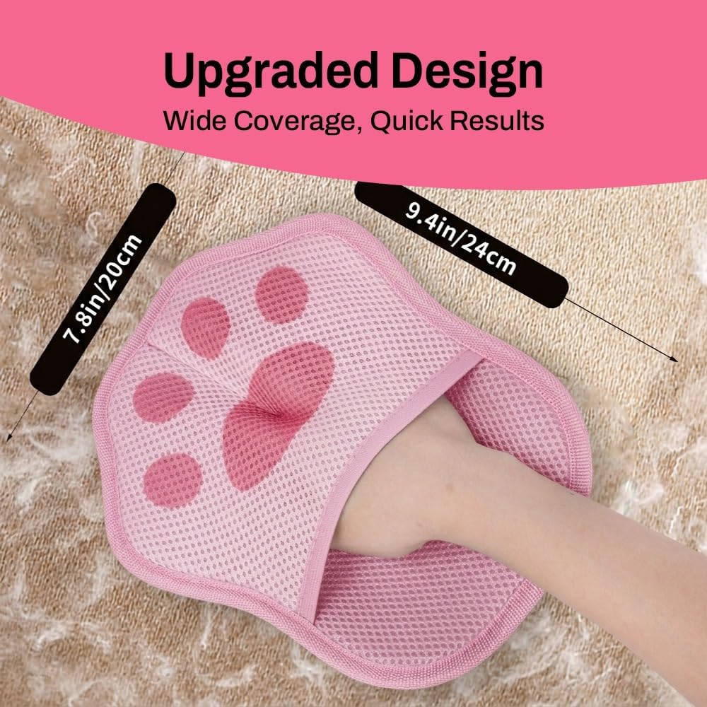 Nexius Electrostatic Pet Hair Remover Glove for Dogs & Cats, Reusable Pet Hair Mitt, Cat & Dog Fur Removal Glove, Hair Removal Mitt, Washable Lint Glove for Daily Pet Hair Cleanup (Pack of 1,Pink) image 2