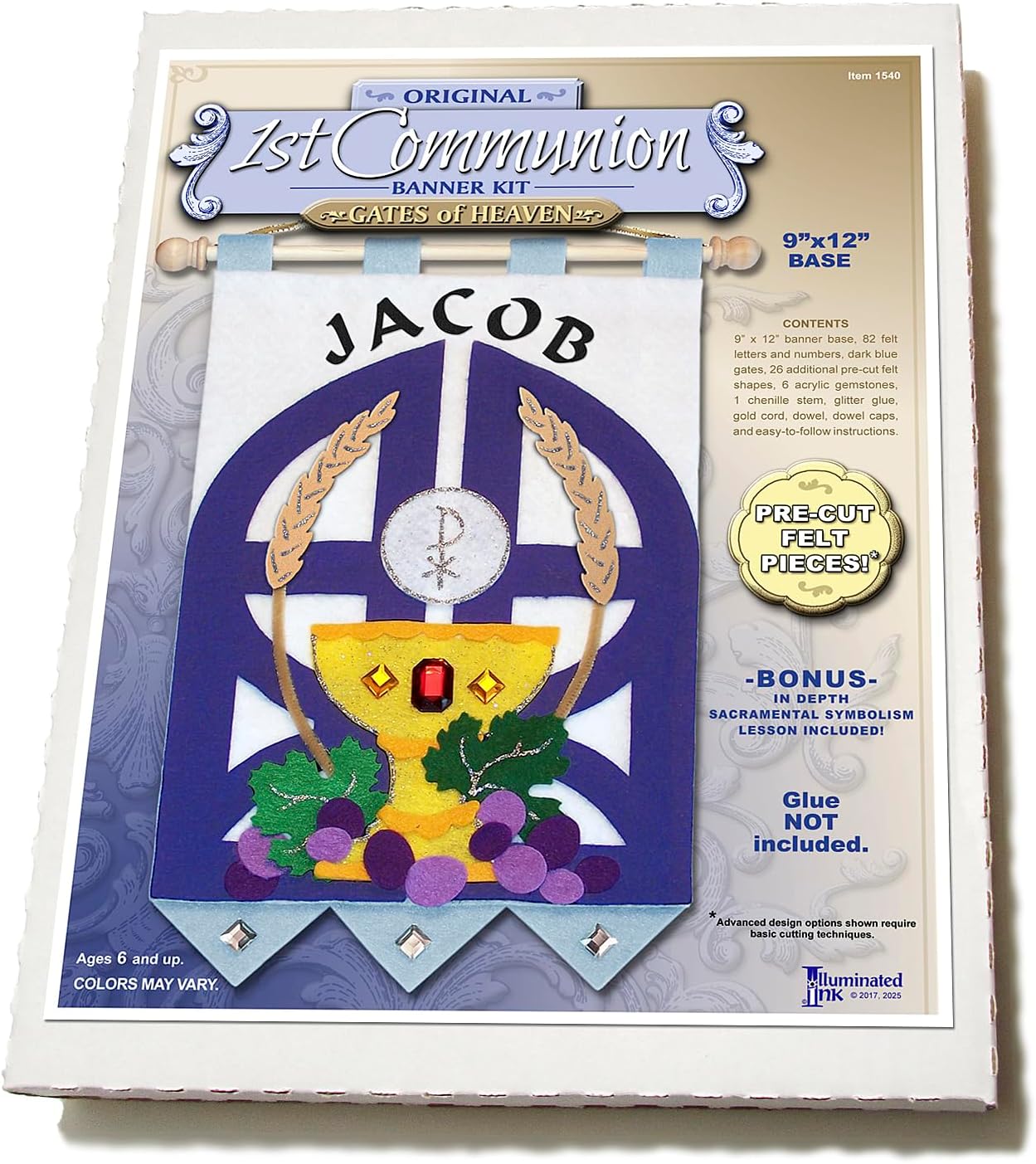 First Communion Banner Kit - Gates (Blue - Black Letters, 9 x 12)