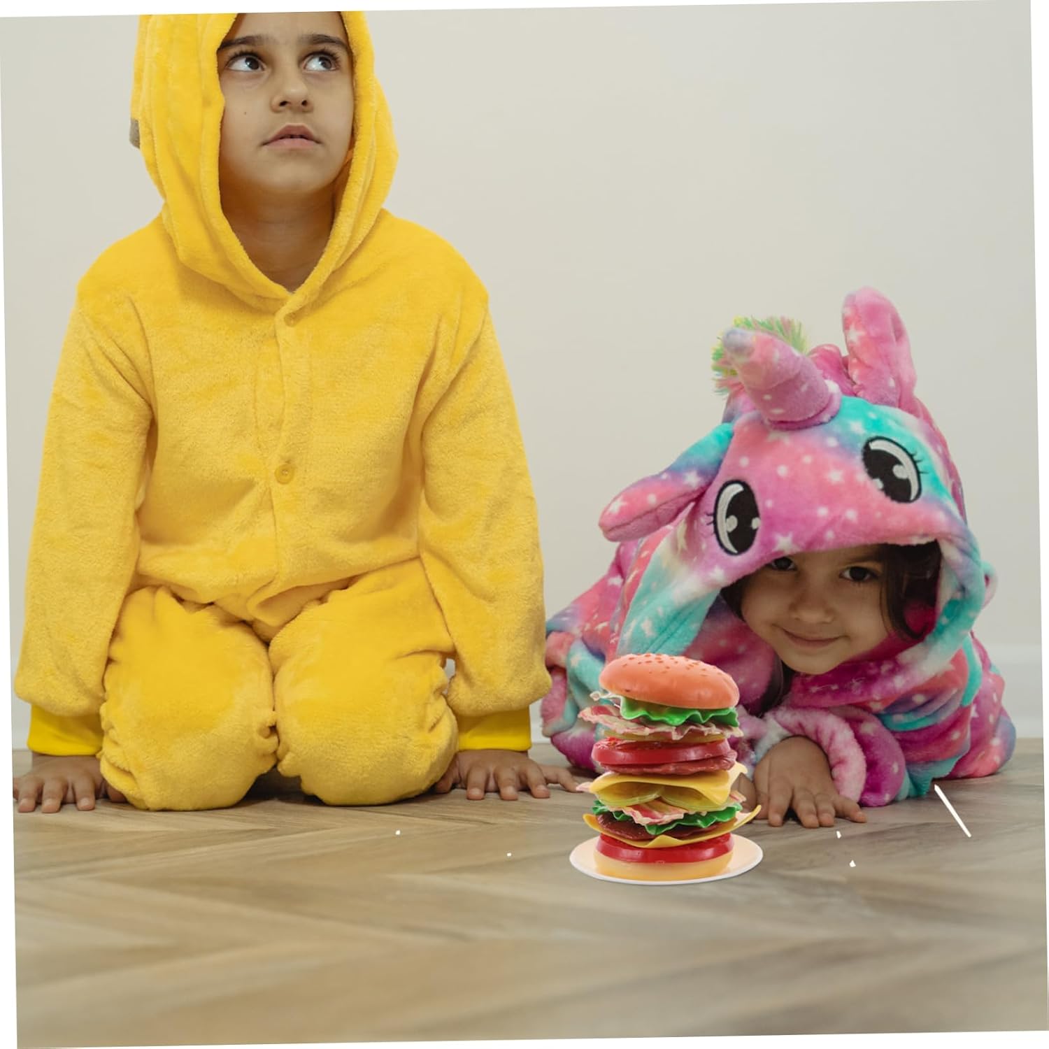 Yardwe Colorful Hamburger Stacking Game for Educational Building Blocks with Detachable Layers Interactive Balance and Creativity Development for Ages