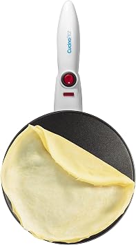 CucinaPro Cordless Crepe Maker, Non-Stick Dipping Plate, Electric Base | Breakfast Essential with Recipe Guide, Batter Spatula, Portable Hot Plate Compact Baker, Morning Brunch, Dessert Gift for Her
