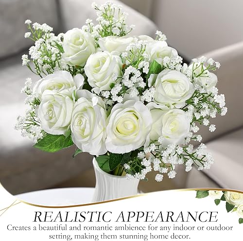 Miniatura 3 de Fumete Ramo de rosas artificiales, 24 unidades, ramo de rosas artificiales para el aliento del bebé, para boda, baby shower, despedida de soltera,