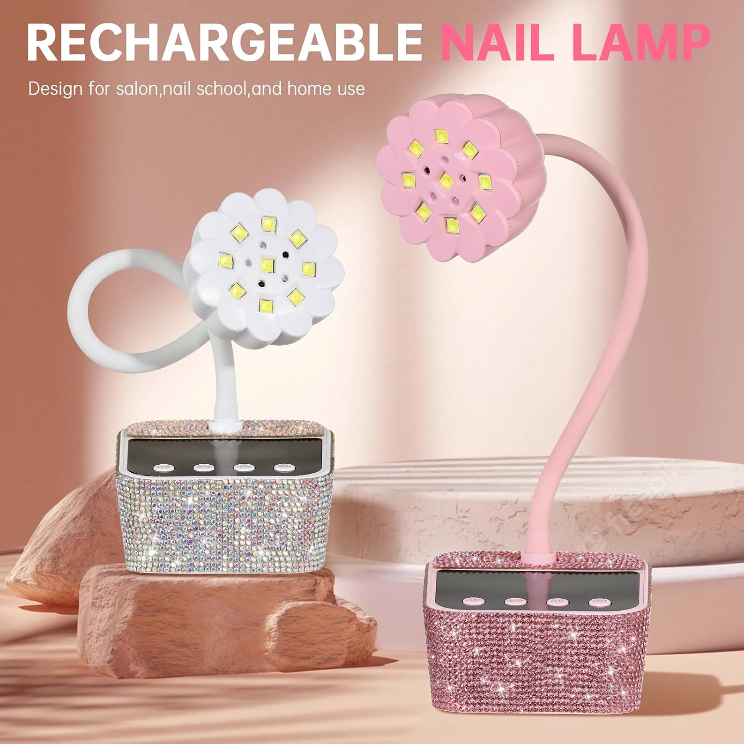 UV Nail Lamp, Mini UV Light for Gel Nails Polish, Rechargeable Nail Dryer with 4 Timers, Quick Drying Cordless Goosenecks Home Nail Salon DIY Manicure