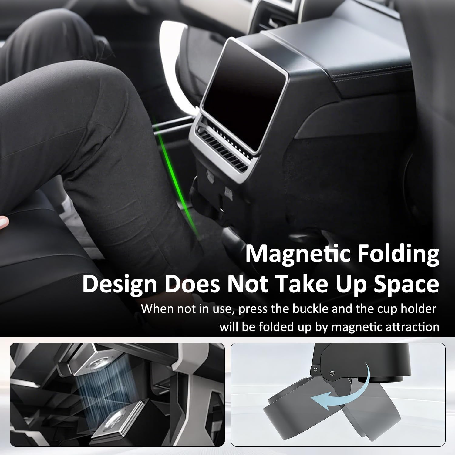 Rear Cup Holder for Tesla Model Y Juniper 2026 Refresh/Model 3 Highland 2025 2026, Rear Center Console Cup Drink Holder, No Drilling & Anti-Slip Accessories for Model Y Juniper Back Seat