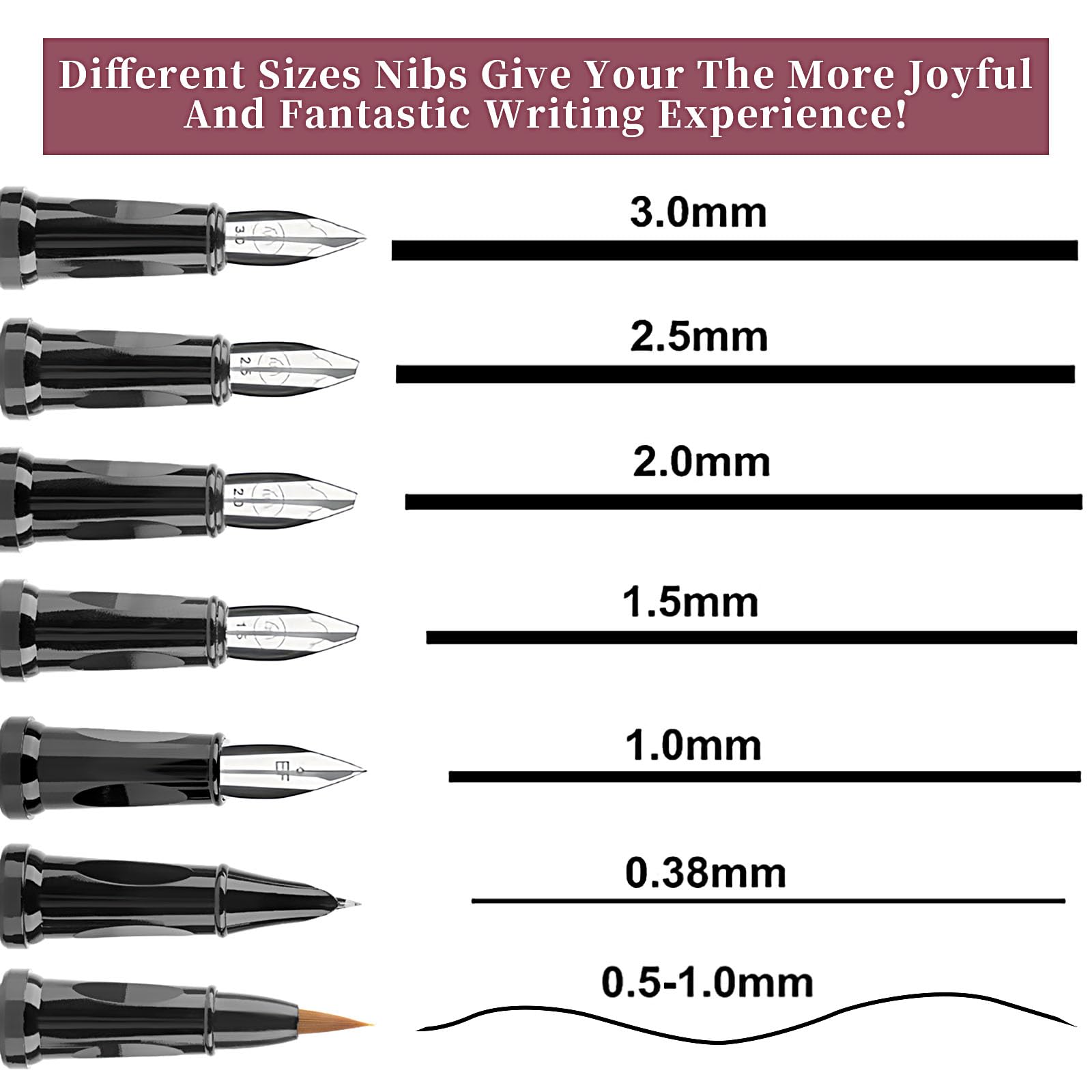 Lot de stylos de calligraphie, 7 pointes interchangeables, 60 cartouches d'encre (12 couleurs) – Stylos plume pour débutants, écriture, dessin, cartes de vœux et signatures de mariage
