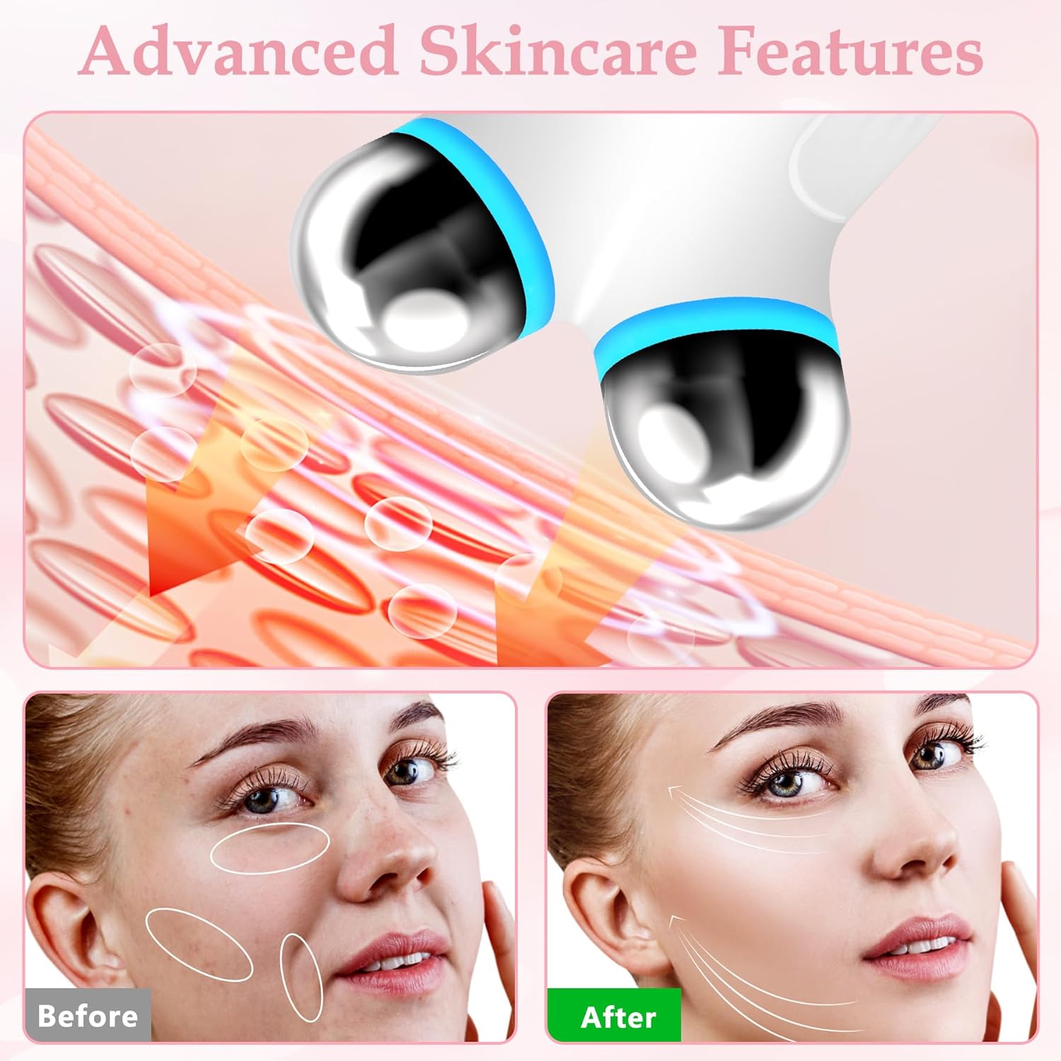 Anti Aging and Wrinkles Microcurrent Facial Device, Enhances The Ability to Lift The Face and Tighten The Skin, Facial Wrinkle Equipment, Boost Skin Care Products Absorption Micro-Current Device