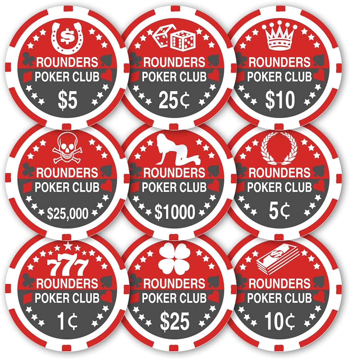 DA VINCI Fichas de póquer personalizadas selecciona una imagen prediseñada, denominación de dólar y añade tu propio texto, 25 fichas de póquer a