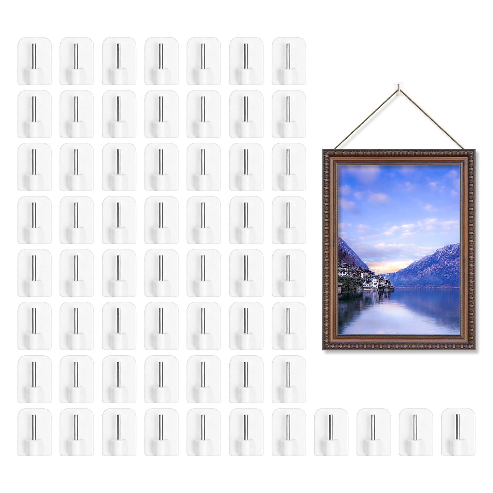 DAJMAIEZ 60 Pcs Self Adhesive Hooks for Net Curtains, Self Adhesive
