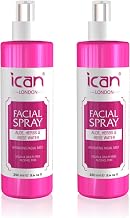 Ican London Hydrating Facial Mist Spray with Aloe, Herbs & Rose Water, 2 x 250ml