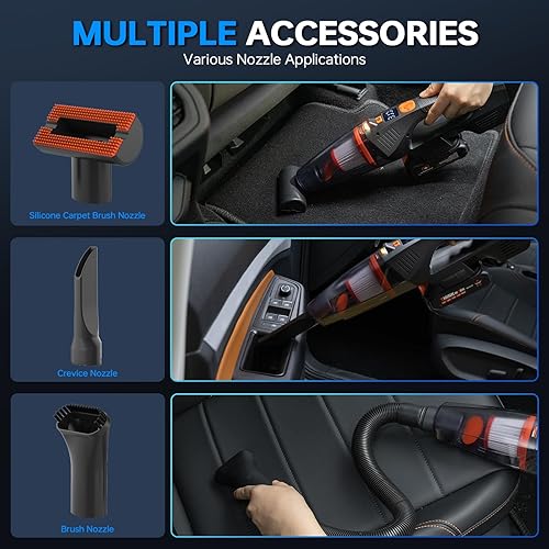 Miniatura 3 de THINKWORK Aspiradora de coche e inflador de aire de 20 V, aspiradora inalámbrica de mano de alta potencia de doble función con potencia de succión