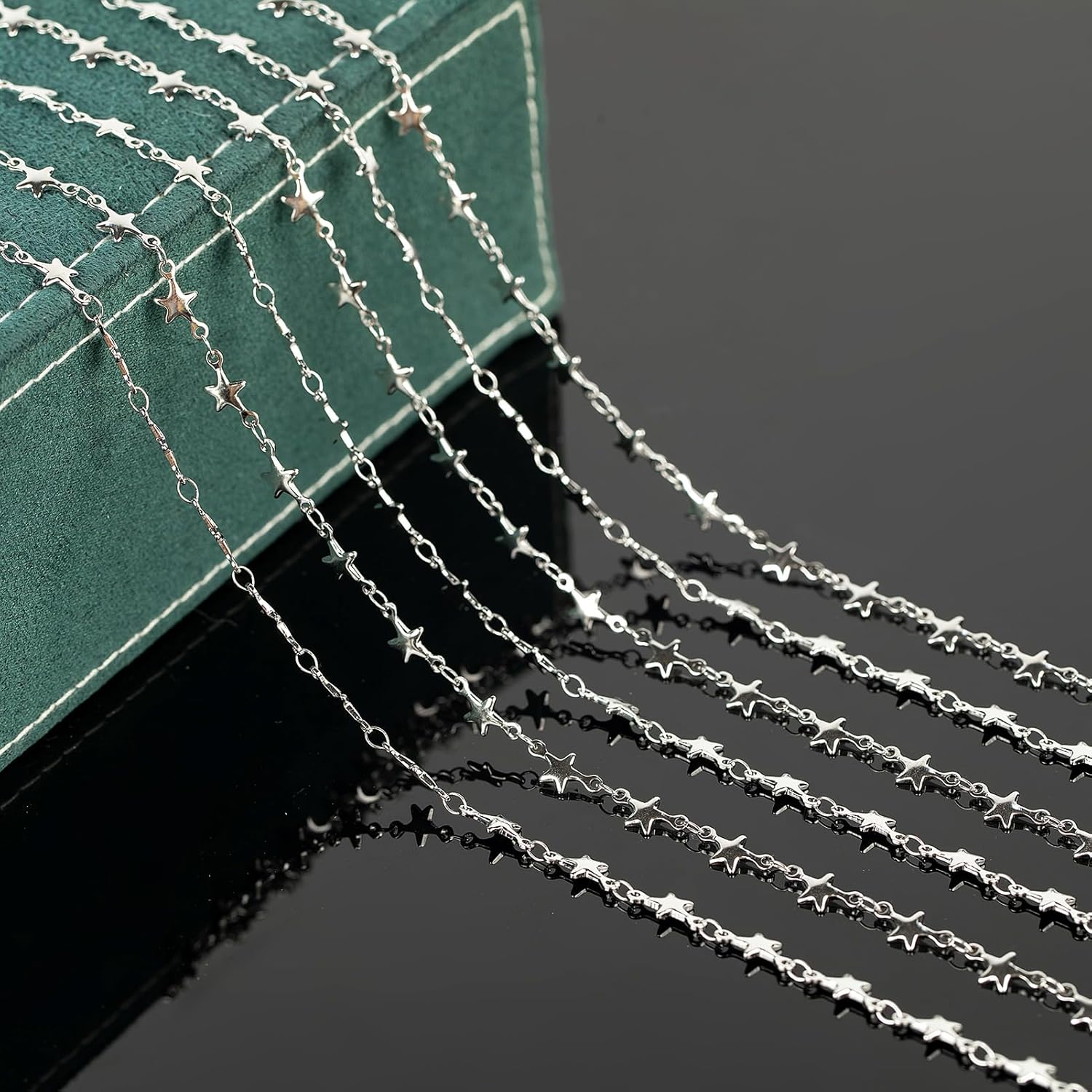 Kyutong 16.4 Feet Star Chains for Jewelry Making Silver Stainless Steel Chain Bulk with Jump Rings Lobster Clasps for Necklace Bracelet Crafts DIY - Image 6