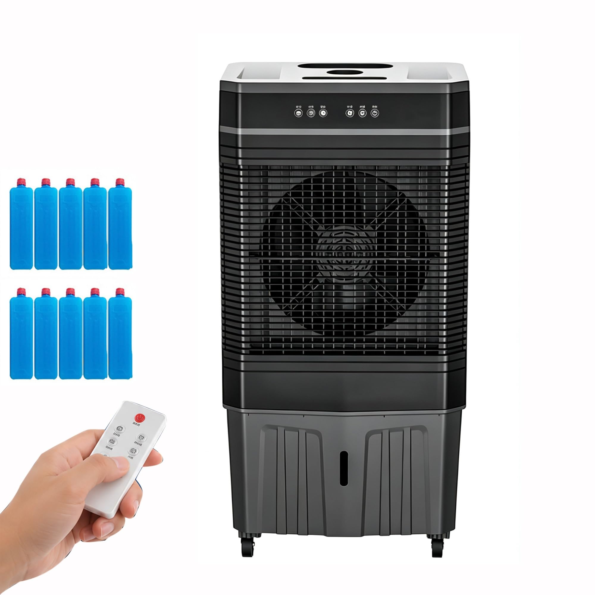 Portable Evaporative Air Cooler, 12H Remote Timer, Detachable Cooling Fan
