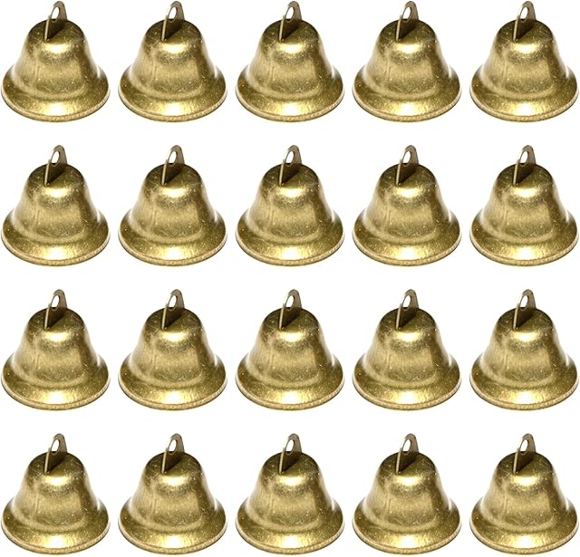 GmeDhc Vintage Bells for Crafts, 20 Pack Mini Hanging Bells, Christmas Tree Decorations Bells, Jingle Bells Gold for Crafts, Christmas Bells Decorations for DIY Crafts, Wind Chimes, Dog Training
