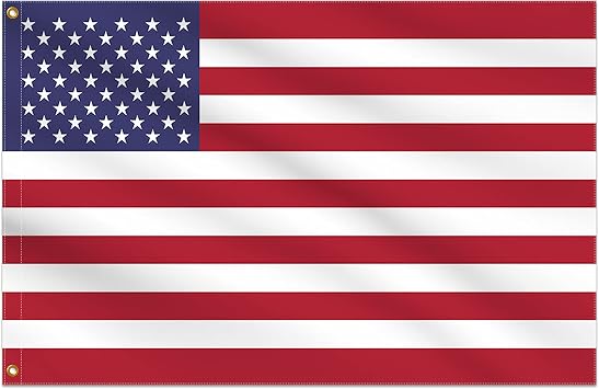 BannerBuzz American Flag Knitted Fabric, US flag with Brass Grommets 1.5 W X 1 H