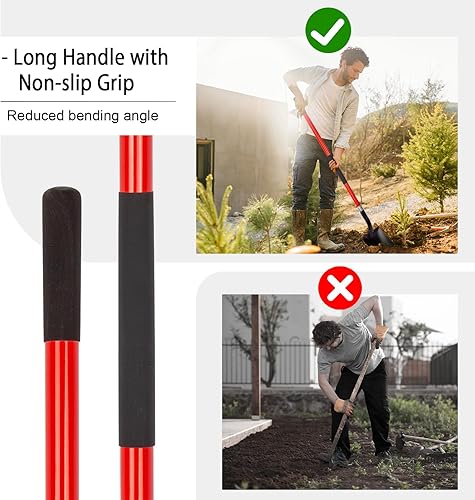 Vista 21 de VNIMTI Pala de jardinería resistente, hoja redonda de 56 pulgadas con mango de fibra de vidrio (amarillo)