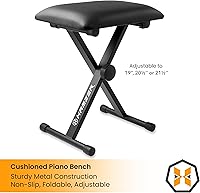 Vista 5 de Teclado de piano electrónico de la marca Hamzer, modelo 61-Key, portátil, con atril, taburete, auriculares y micrófono