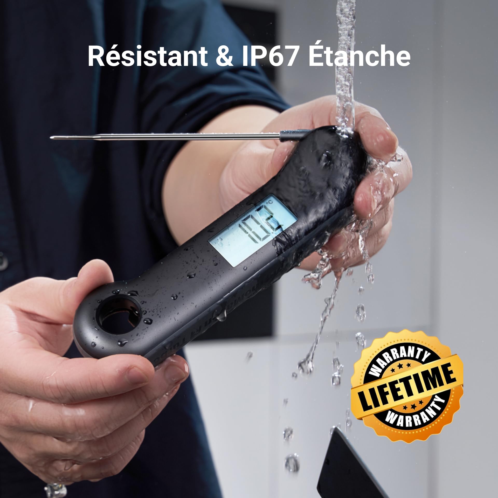 ThermoMaven F1 Turbo Thermomètre de Cuisine Numérique, 0,5s Lecture Instantanée, Précision ±0,3°C, Étanche IP67