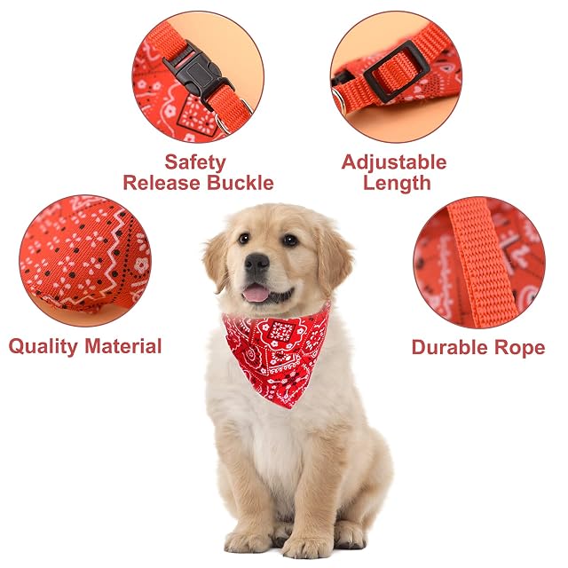 Foto 3 de 7 de HACRAHO Collar bandana para perro, 4 piezas, pañuelos desmontables para perro, cuello de bufanda, lavable