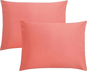 FLXXIE Microfiber Pillow Cases Standard Size, Soft Pillowcases with Envelope Closure, Wrinkle, Stain Resistant Pillow Covers, 20x26, Coral