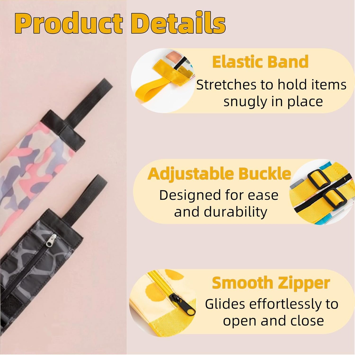 6 Pack Reusable Shopping Bags, Large Capacity Foldable Grocery Tote Bag with Zipper Adjustable Strap, Compact Washable Oxford Cloth Travel Duffel Bag for Outdoor, Gym, Camping - Image 3