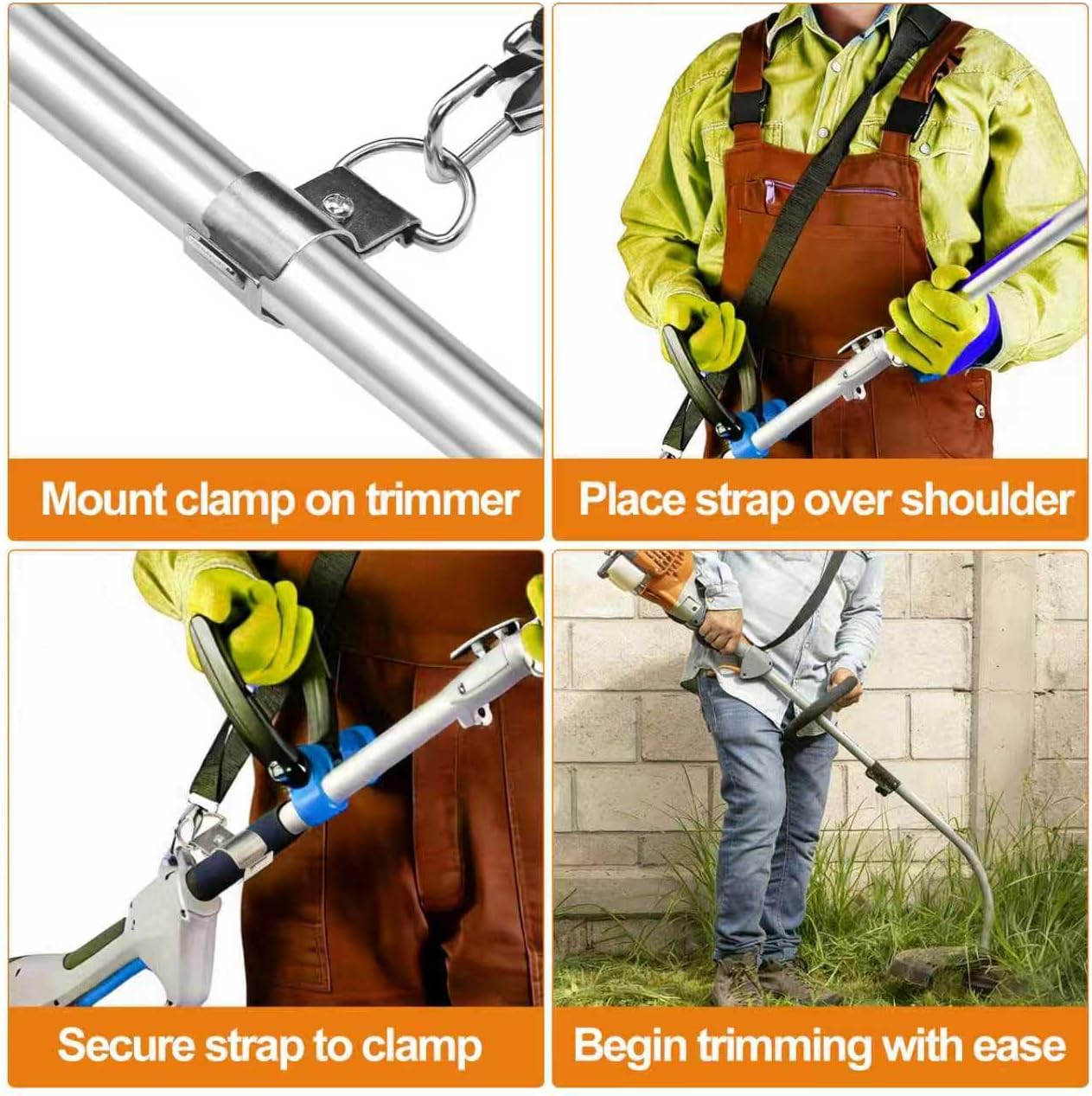 Shoulder Strap for EGO String Trimmer, Leaf Blower, Multi Head System - Durable Nylon and Metal-Clip Compatible with Greenworks String Trimmer, Leaf Blower, Shrub Trimmers - Black