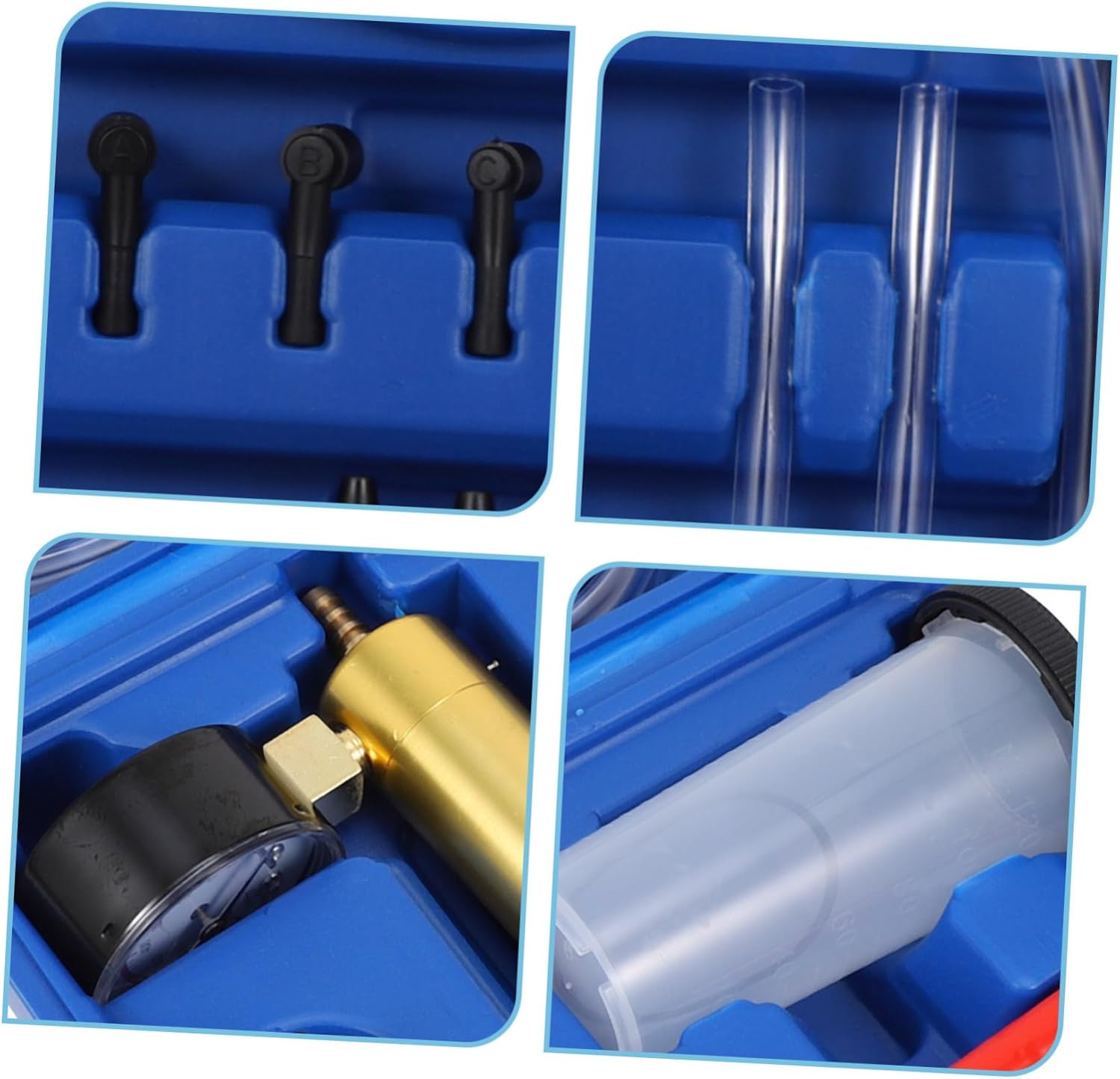 Car Manual Vacuum Pump Brake Oil Replacement Tool Brake Bleeder Kit Adapters for Vehicle Models Portable and Automotive Maintenance Tool Blue
