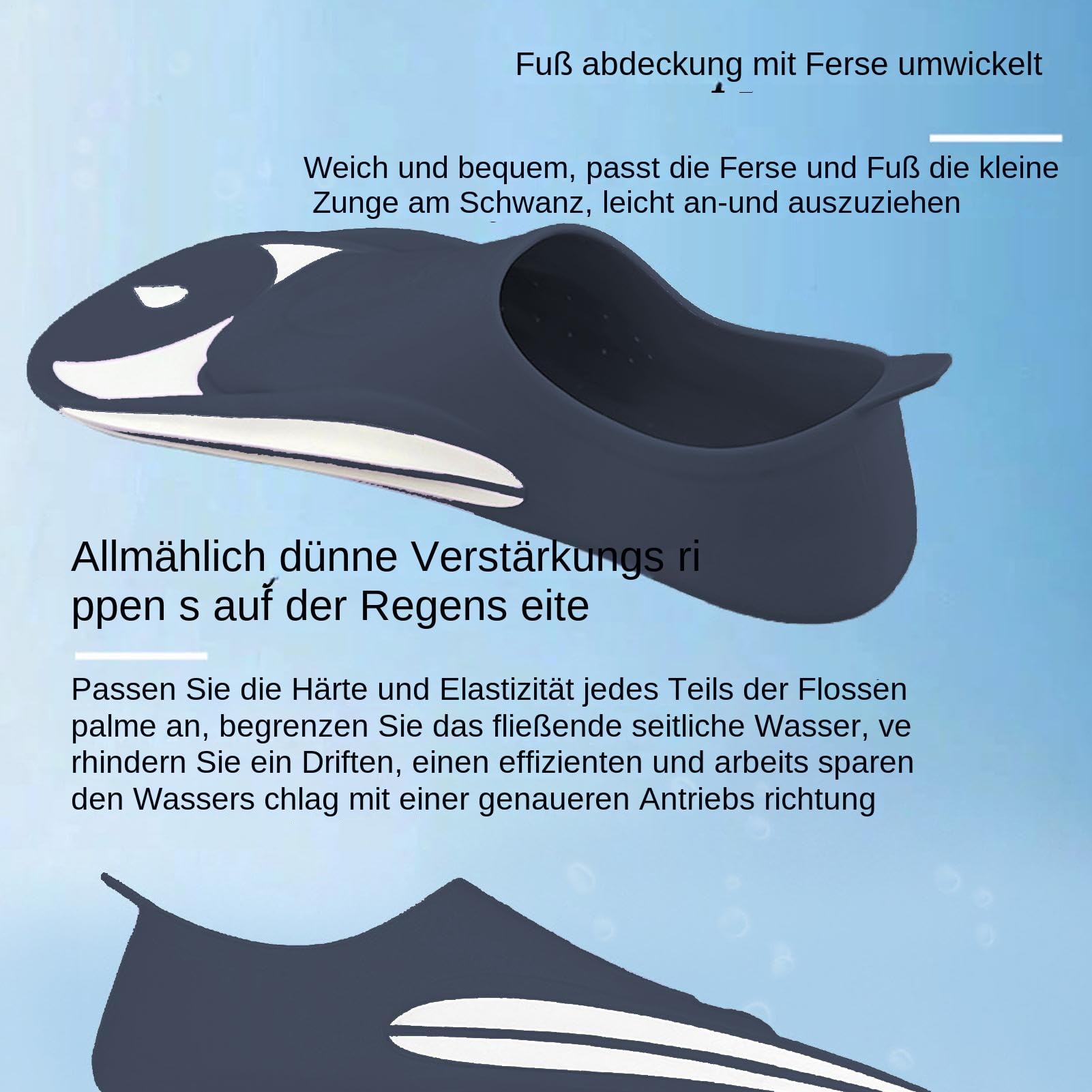 Aletas de natación – 15 pulgadas PP | Aletas de goma – Equipo de buceo de tacón corto para adultos y niños, ideal para esnórquel, buceo libre, buceo, natación, entrenamiento de playa y deportes