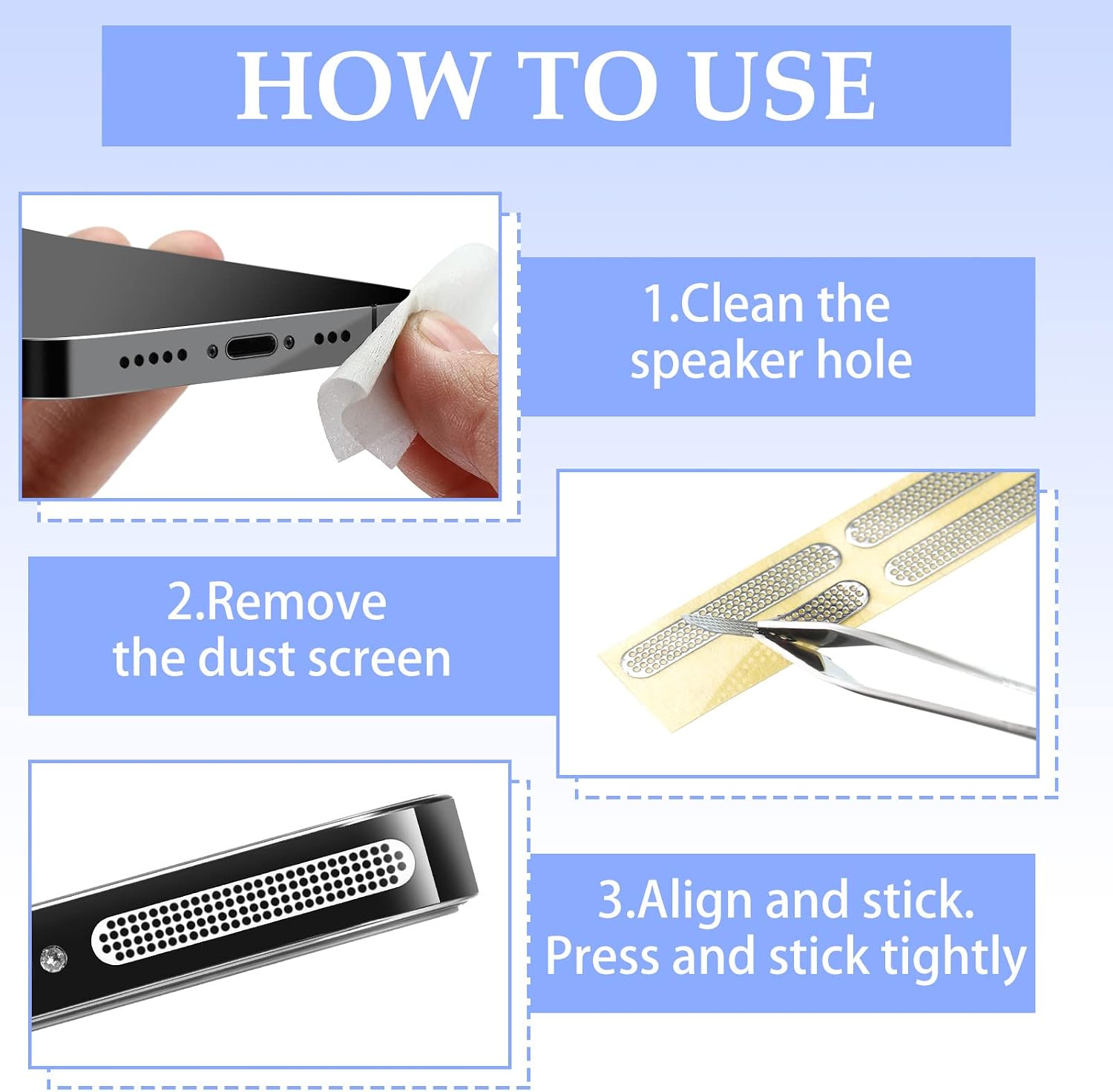 14 Pack Speaker Dust Covers and 5 Pack Phone Dust Plugs with Tweezers, Speaker Dust Proof Stickers Silicone Anti Dust Proctors Set(Silver)