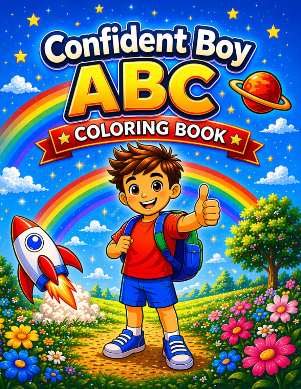 Confident Boy ABC Coloring Book Ages 3-7 (Saturn Mars Books Kids Activities Collection)