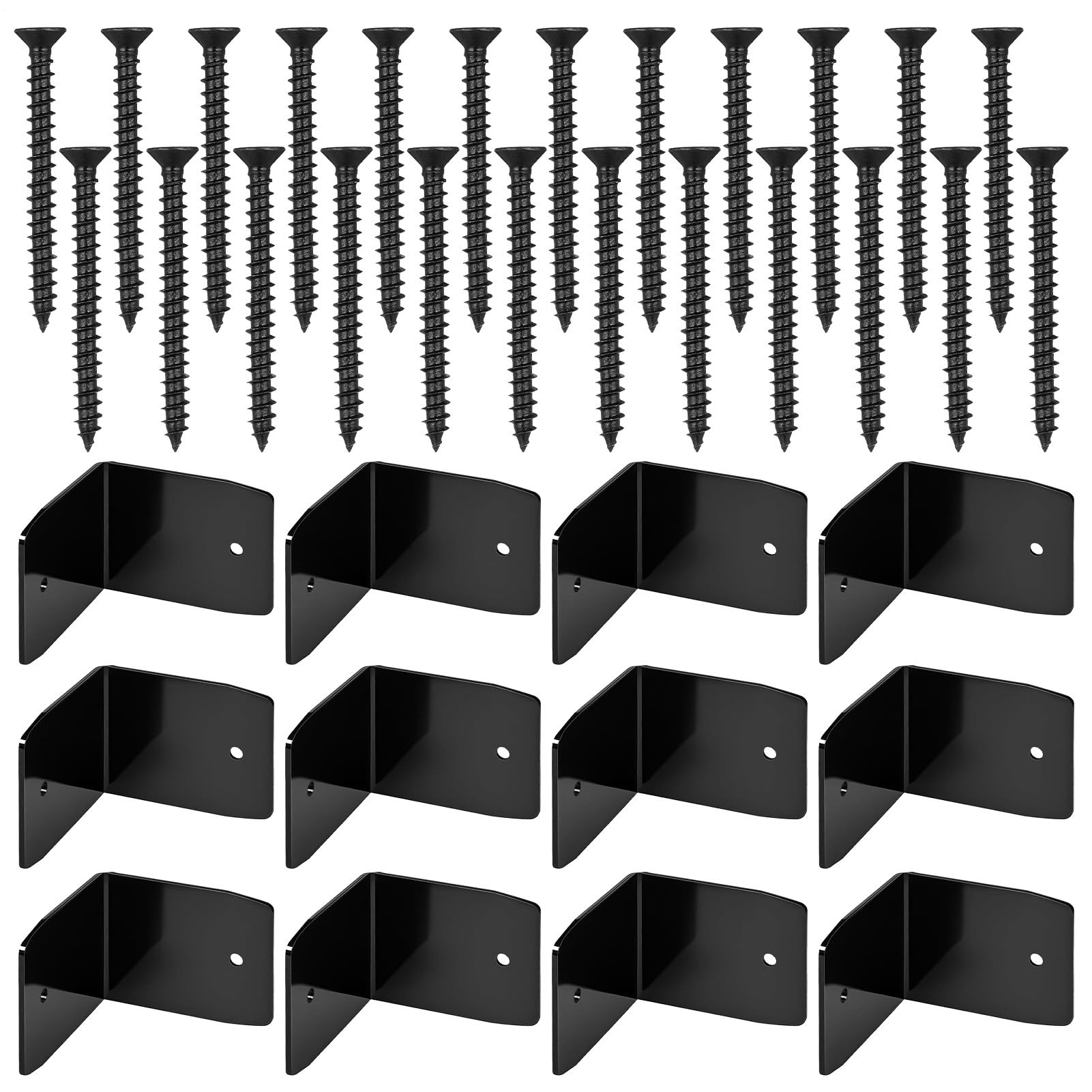 Schwarze Befestigungselemente – Set mit Winkelverbindern aus Stahl, Dachverbinder für Balken, Trennwände, Terrassen, Pavillons