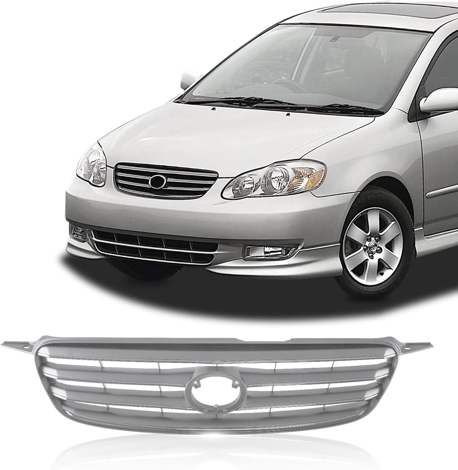Perfit Liner New Front Gray Grille Grill Compatible With 2003-2004 TOYOTA Corolla TO1200244 5310002020
