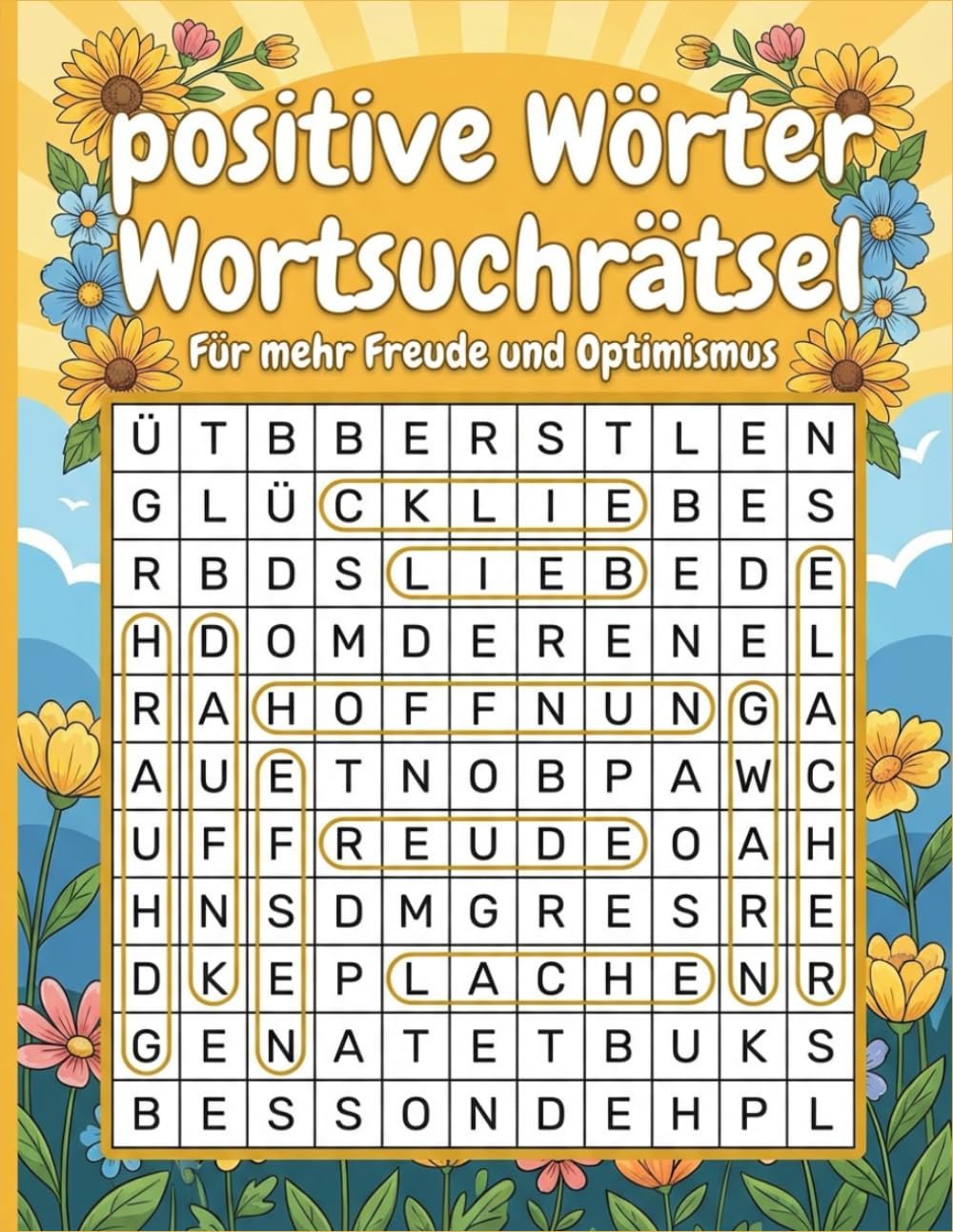 Positive Wörter Wortsuchrätsel: Entspannendes Rätselbuch mit motivierenden Begriffen für Erwachsene und Senioren