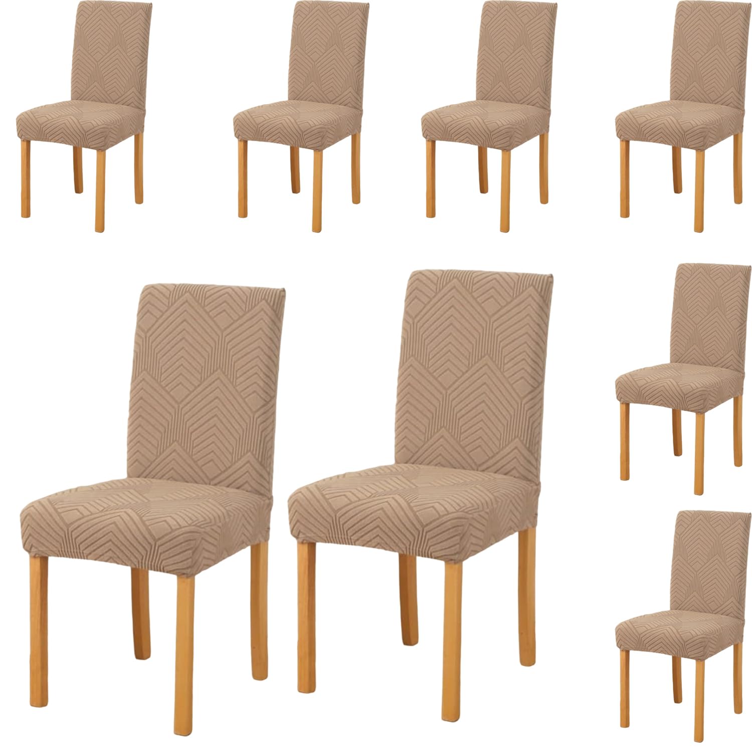 Styleys Elastic Jacquard Chair Covers for Dining Room Removable Washable Chair Cover Protector Slipcovers (Pack of 8, Taupe, JSMC2) (B0DB83YZ45) Amazon Price History, Amazon Price Tracker