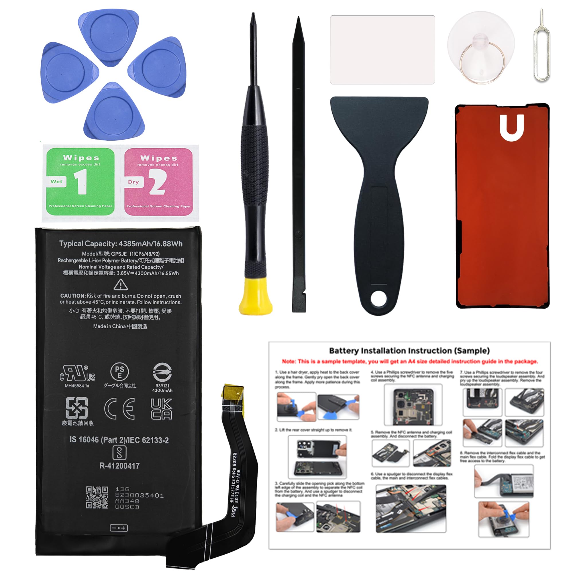 New Upgraded Battery for Pixel 7A, GP5JE Replacement Battery Compatible with Pixel 7A GWKK3, GHL1X, G0DZQ, G82U8, with Repair Tools & Instruction