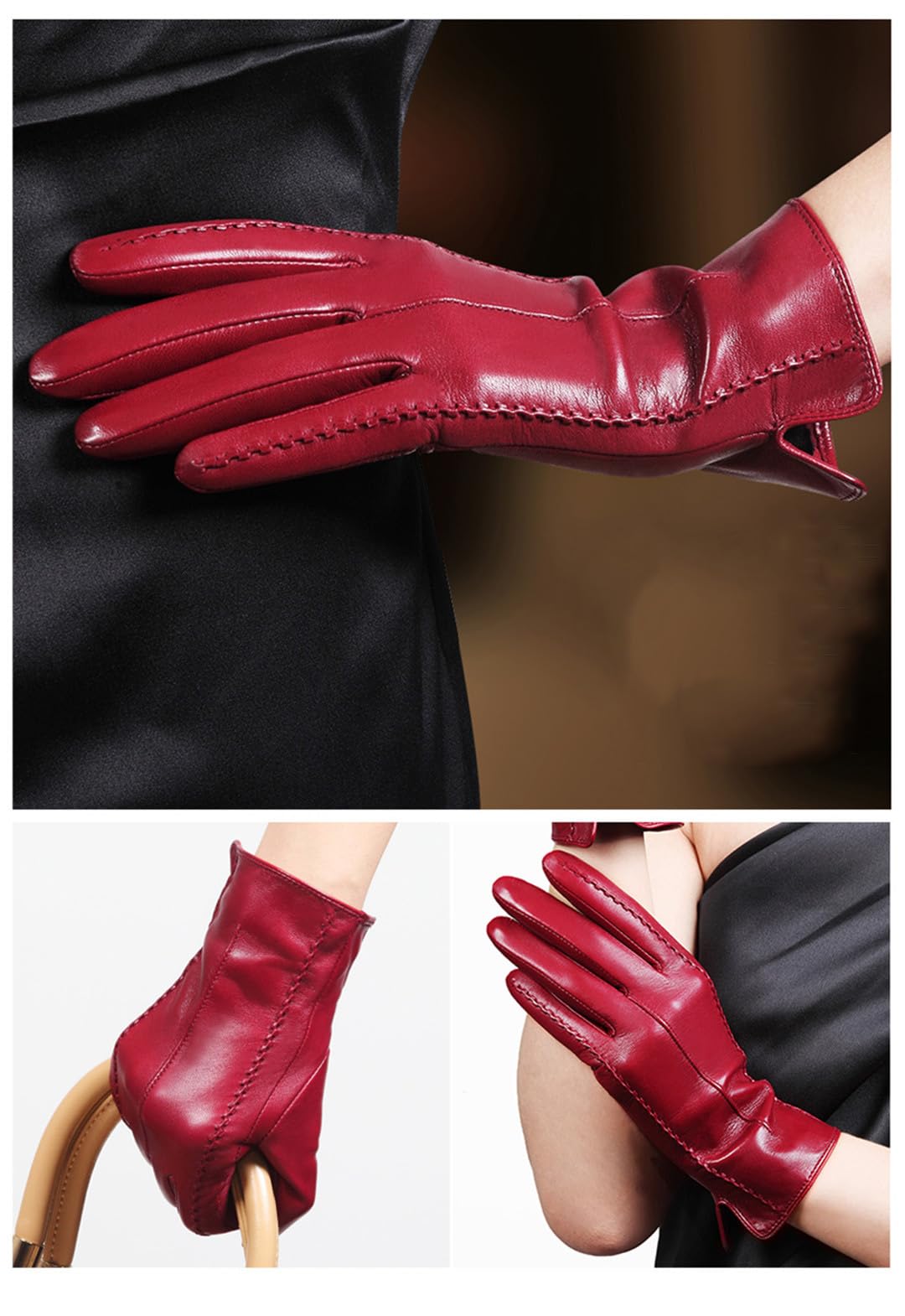 Wvapzxx Guanti Da Donna In Vera Pelle Guanti Caldi Da Guida In Pelle Di Capra