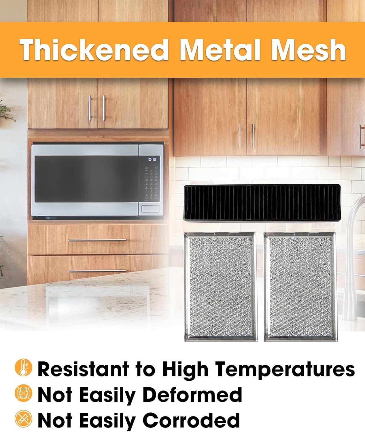 Microwave Oven Grease & Charcoal Filter Set Compatible with GE JVM7195SK6SS PNM9216SK5SS JVM7195EK5ES JNM7196DK5BB JVM7195DK5WW JNM7196SK6SS, 3 Pcs
