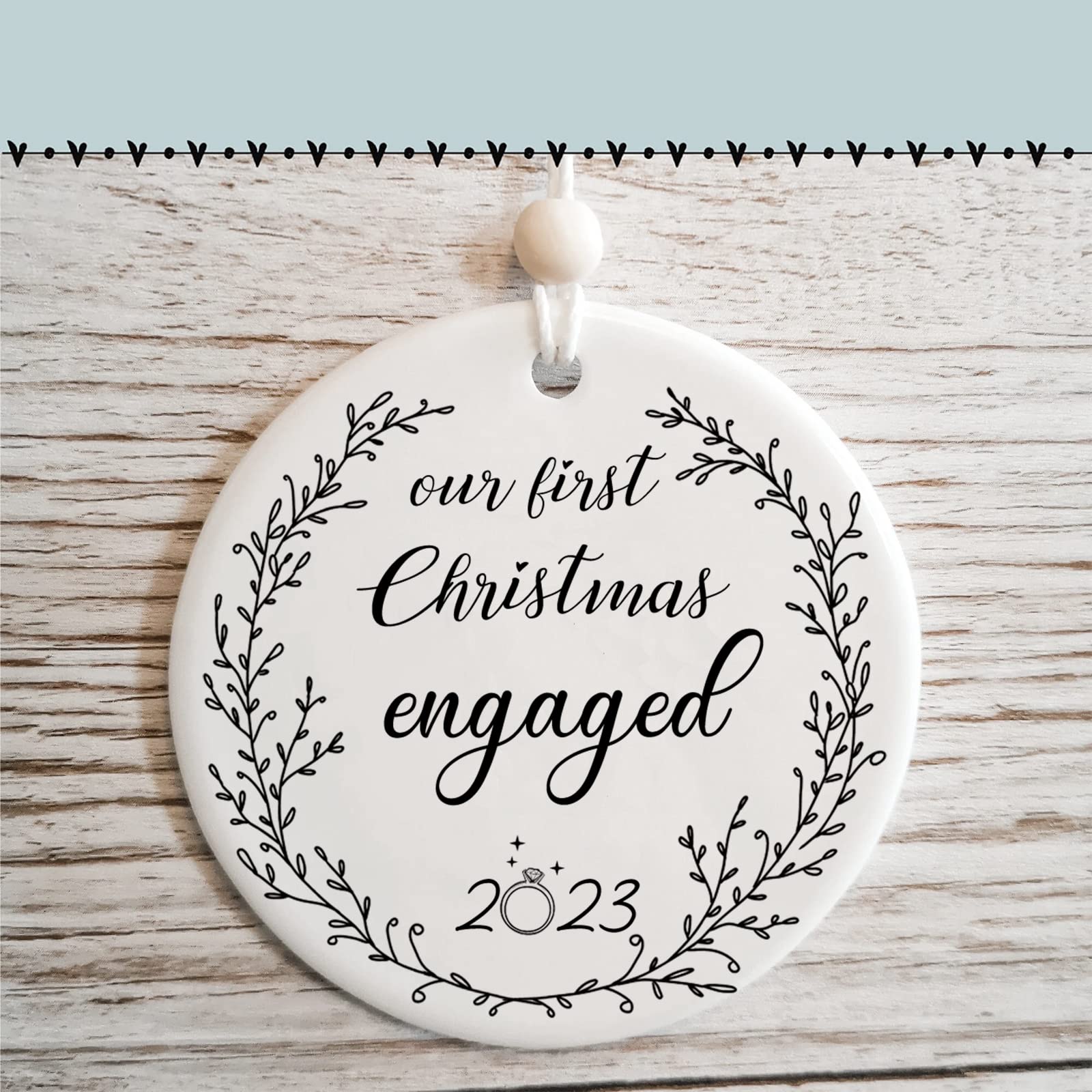 First Christmas Engaged Ornament 2023 for Her or Him, 1st Engagement Gift for Couple Newly Engaged Unique, Just Engaged Keepsake Newlywed Wedding Gift