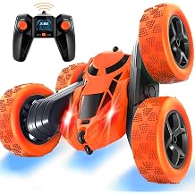 Remote Control Cars Stunt RC Car, 90 Min Playtime, 2.4Ghz Double Sided 360  Rotating RC Crawler with Headlights, 4WD Off Road Drift RC Race Car Toy Cool Gifts for Boys and Girls Aged 6-12 Orange