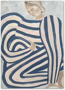 LVTFCO Sofia Lind Poster And Prints Blue Striped Pajamas Girl Canvas Wall Art Sofia Lind Painting Sofia Lind Picture For Home Wall Decor 50x70cm No Frame