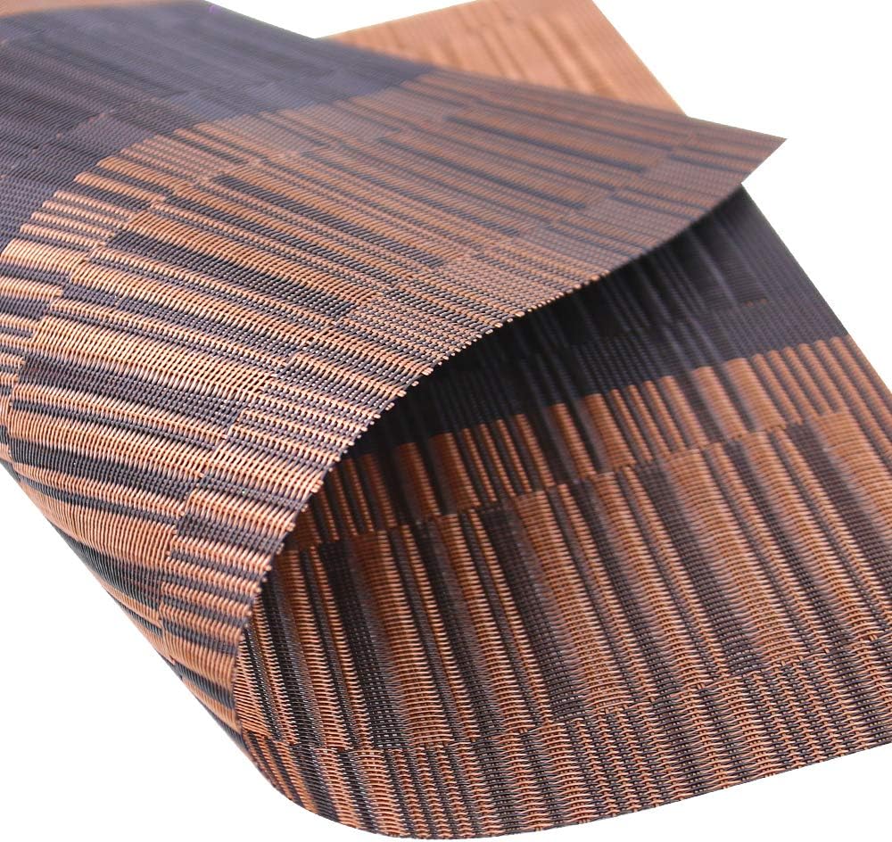 Time to Sparkle Set of 12 PCS Vinyl Woven 6pcs Placemats + 6pcs Coasters Place Mats Non slip Table Mats Waterproof Heat-resistant Dining Table Mats Decor (Brown Bamboo) - Image 5