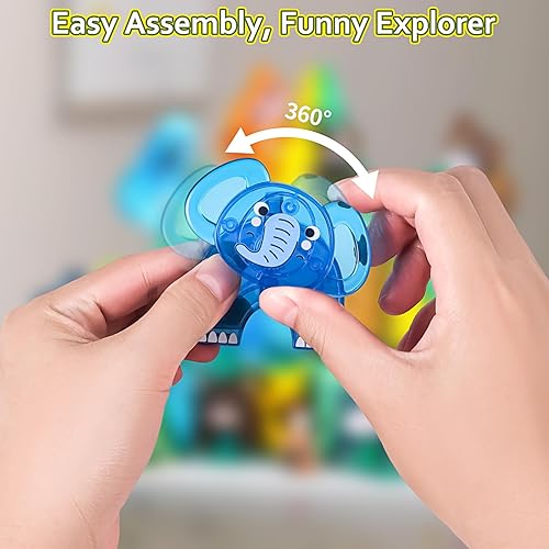 Miniatura 5 de Juego de azulejos magnéticos, bloques magnéticos, juguetes de construcción, animales de safari magnético para niños pequeños de 1-3, 3-5, estructura