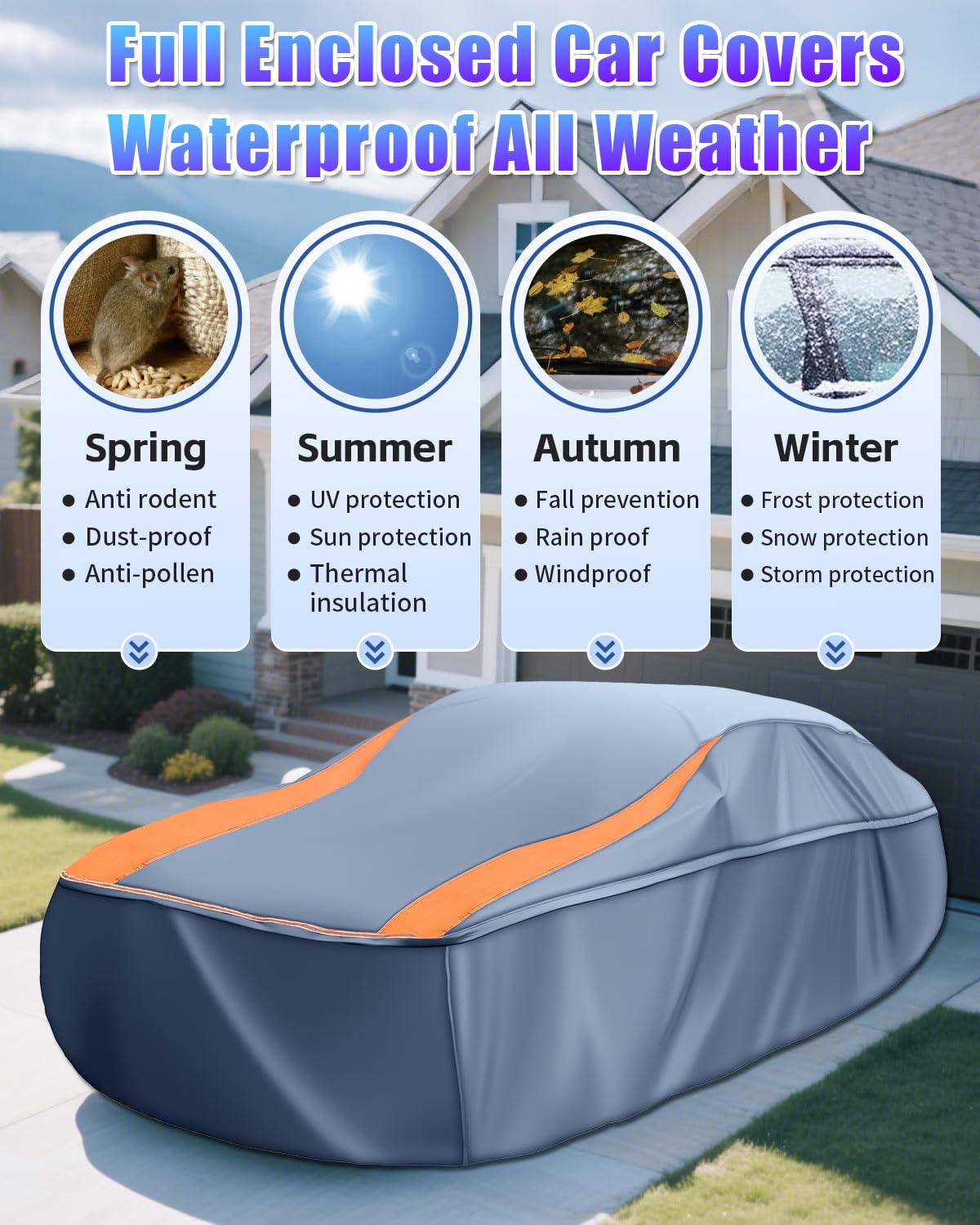 TAJSJNG Full Enclosed Car Covers for Automobiles Universal Fit for Impala El Camino Bel Air Biscayne Dodge Charger — view 3