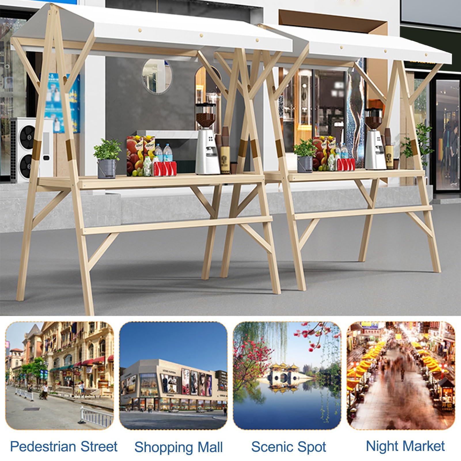 Carrito portátil con toldo, carrito de proveedores al aire libre, soporte plegable de exhibición de alimentos para eventos y mercados al aire libre