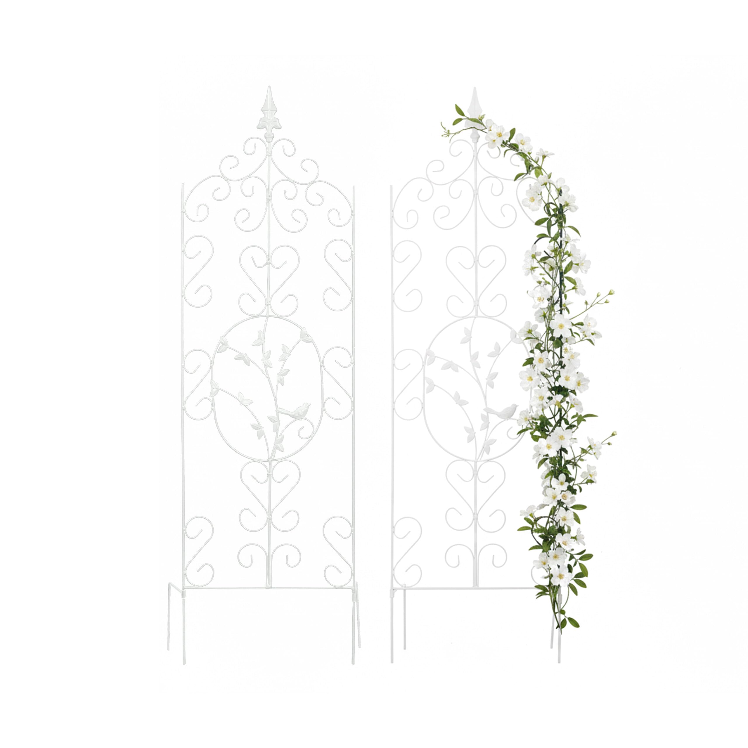 Relaxdays Treillis pour Plantes grimpantes, Lot de 2, métal Blanc, autoportant, H x L : 116 x 35 cm